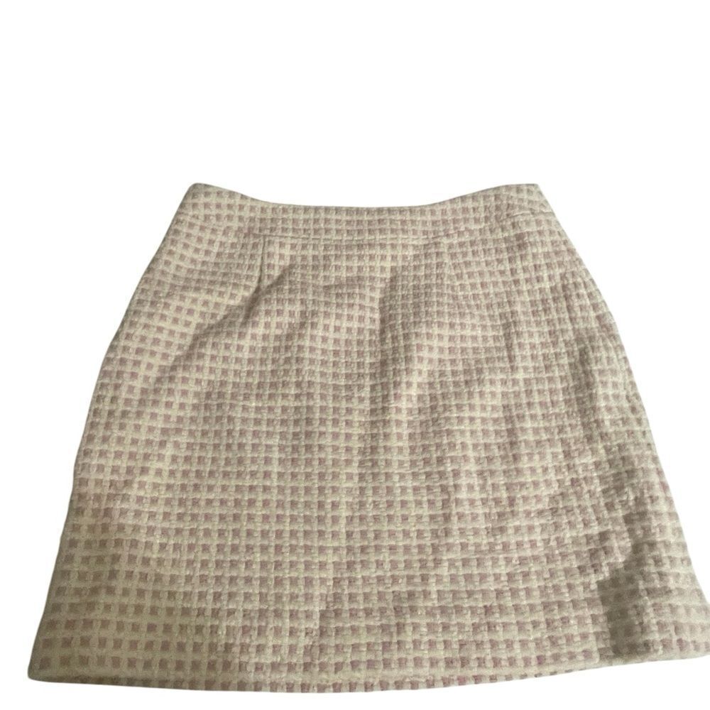 Banana Republic Womens Skirt Size 2 Pink Cream Plaid Wool